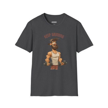 Keep Grinding Gym T-Shirt Funny Workout Graphic Tee, Fitness Motivation Shirt for Men and Women