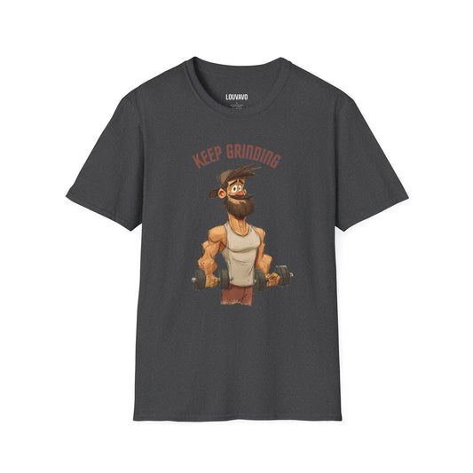 Keep Grinding Gym T-Shirt Funny Workout Graphic Tee, Fitness Motivation Shirt for Men and Women