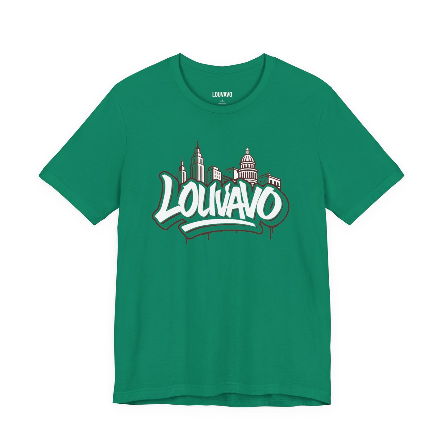 LOUVAVO Skyline Graffiti Unisex T-Shirt, Urban Streetwear Graphic Tee, Cityscape Design, Casual Gift