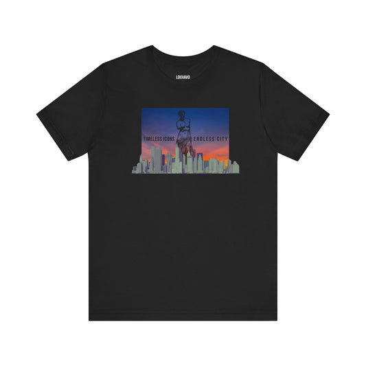 Timeless Icons NYC Skyline Tee – Artistic Venus de Milo Urban Shirt