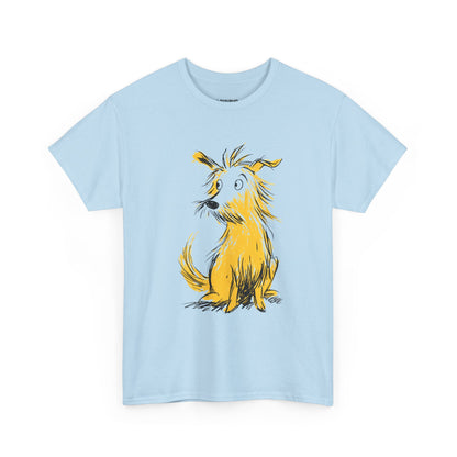 LOUVAVO Dog Sketch Tee Unisex Yellow Dog Illustration T-Shirt