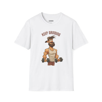 Keep Grinding Gym T-Shirt Funny Workout Graphic Tee, Fitness Motivation Shirt for Men and Women