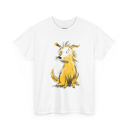 LOUVAVO Dog Sketch Tee Unisex Yellow Dog Illustration T-Shirt