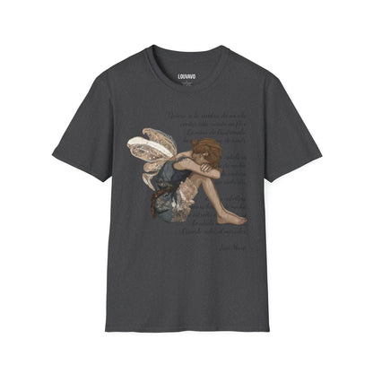LOUVAVO Fairy Poem T-Shirt  Inspirational Spanish Poetry Graphic Tee, Unique Artistic Design, Soft Cotton Unisex Shirt