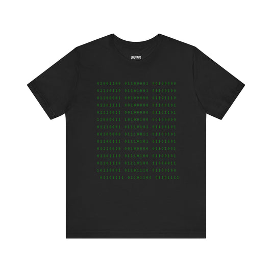 Binary Code T-Shirt – Matrix Style Green on Black Hacker Tee with Hidden Motivational Message – Unisex Techwear Graphic Shirt for Programmers, Gamers, Coders & Digital Lovers