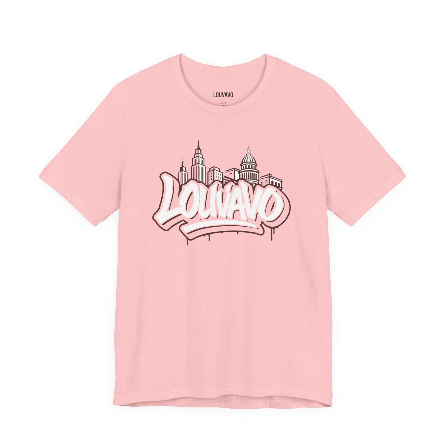 LOUVAVO Skyline Graffiti Unisex T-Shirt, Urban Streetwear Graphic Tee, Cityscape Design, Casual Gift