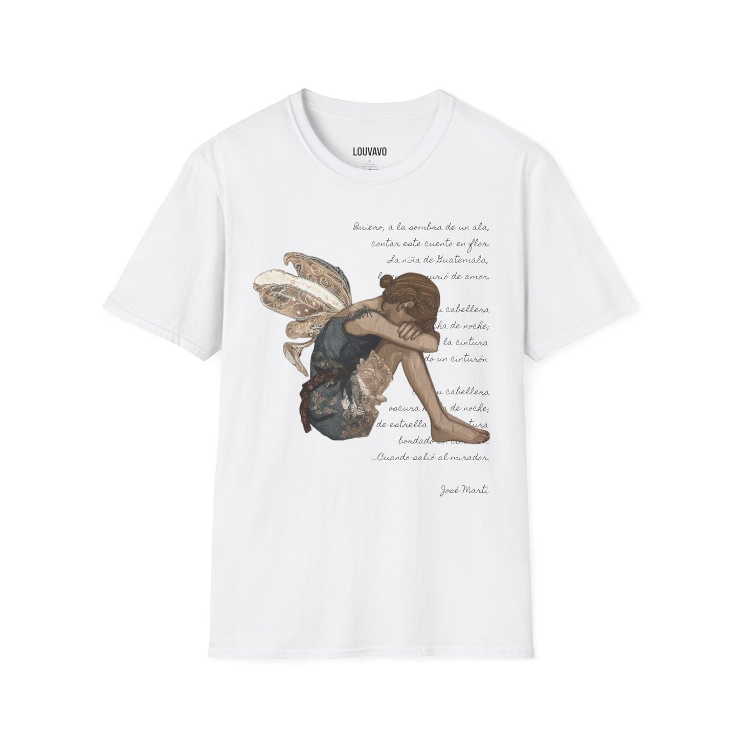 LOUVAVO Fairy Poem T-Shirt  Inspirational Spanish Poetry Graphic Tee, Unique Artistic Design, Soft Cotton Unisex Shirt