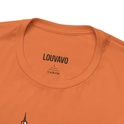 LOUVAVO Skyline Graffiti Unisex T-Shirt, Urban Streetwear Graphic Tee, Cityscape Design, Casual Gift