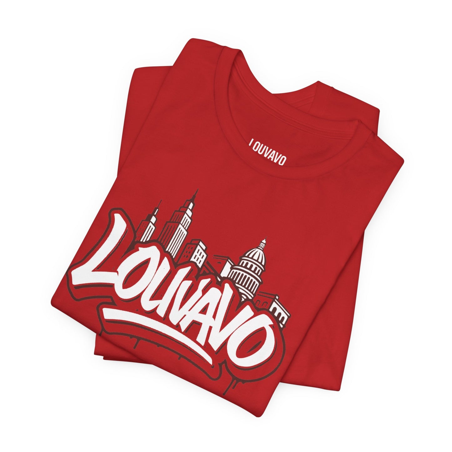 LOUVAVO Skyline Graffiti Unisex T-Shirt, Urban Streetwear Graphic Tee, Cityscape Design, Casual Gift