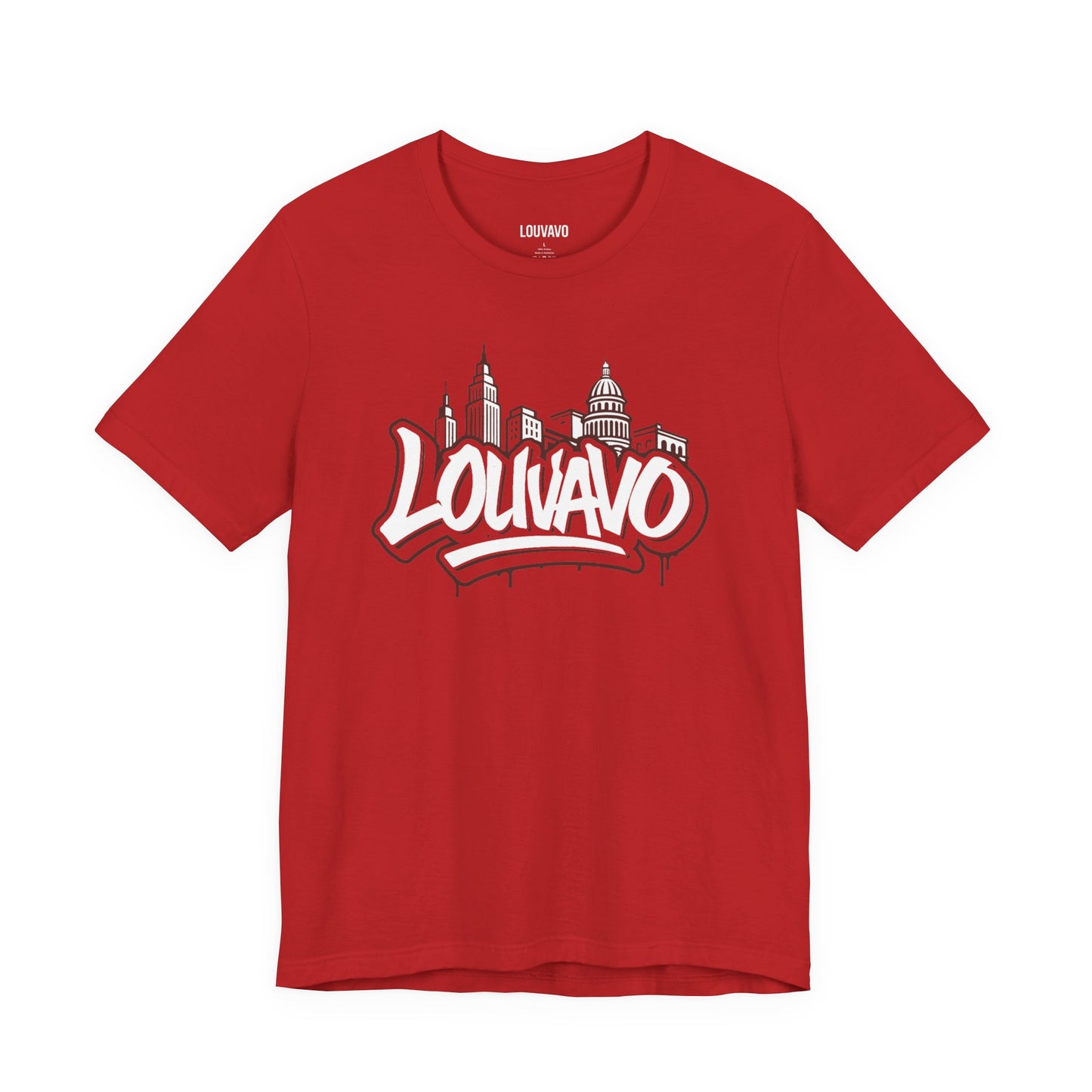 LOUVAVO Skyline Graffiti Unisex T-Shirt, Urban Streetwear Graphic Tee, Cityscape Design, Casual Gift