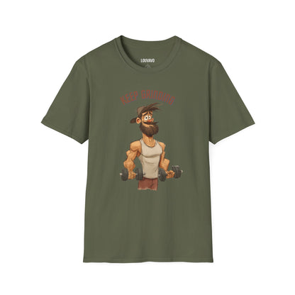 Keep Grinding Gym T-Shirt Funny Workout Graphic Tee, Fitness Motivation Shirt for Men and Women