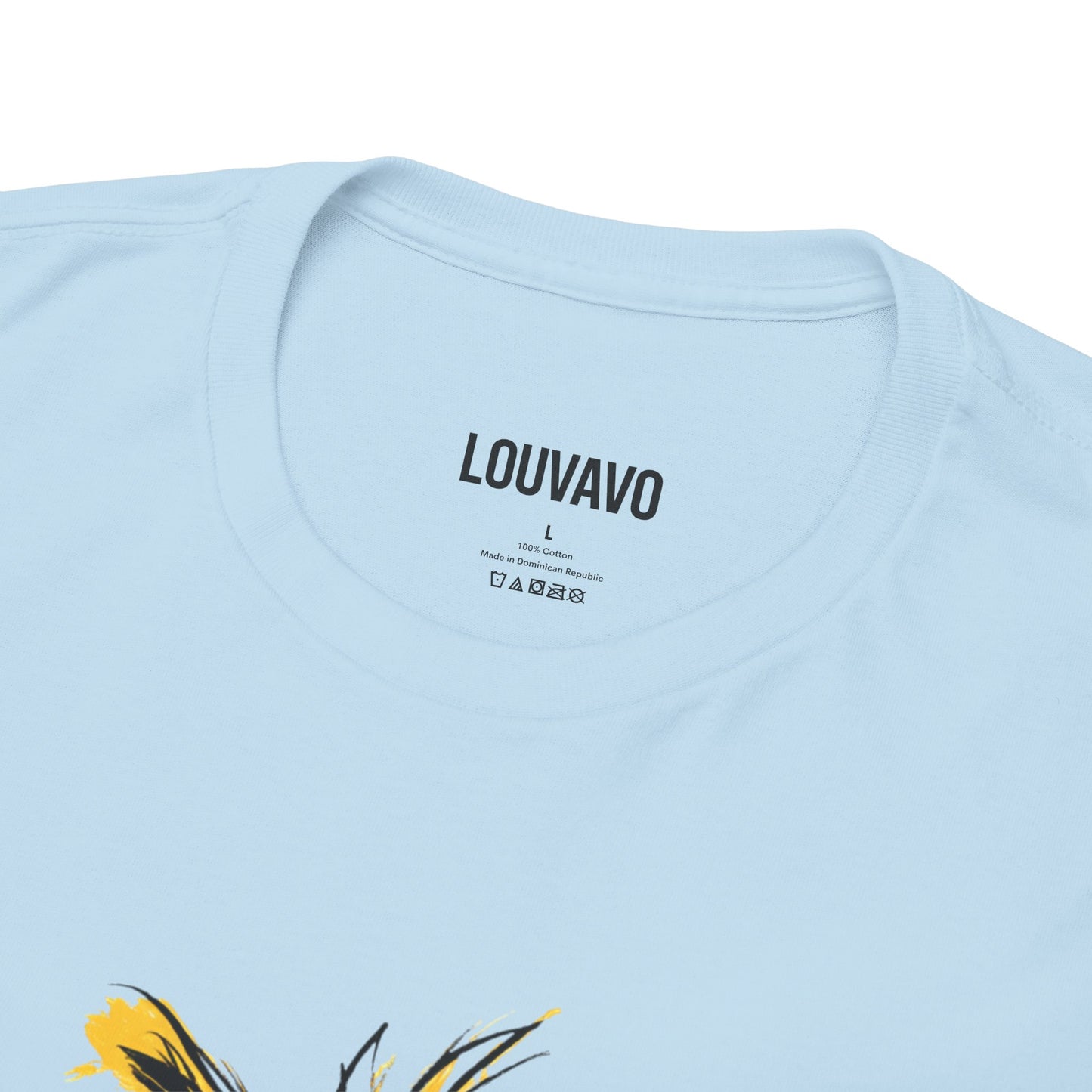LOUVAVO Dog Sketch Tee Unisex Yellow Dog Illustration T-Shirt