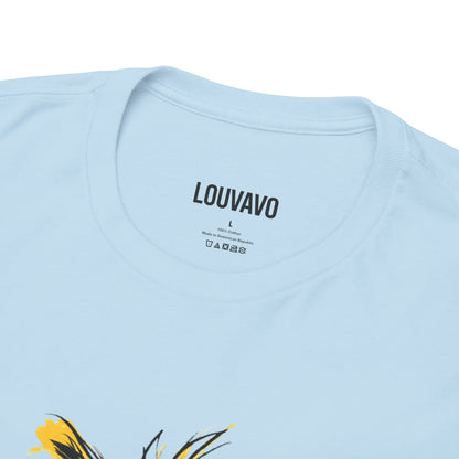 LOUVAVO Dog Sketch Tee Unisex Yellow Dog Illustration T-Shirt