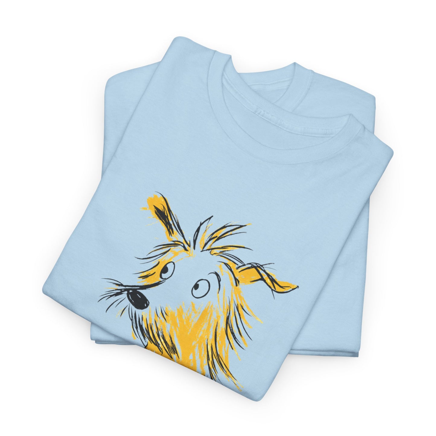 LOUVAVO Dog Sketch Tee Unisex Yellow Dog Illustration T-Shirt