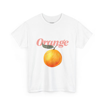 Orange Unisex Heavy Cotton Tee, Fun Summer T-Shirt, Casual Wear, Gift for Gardeners, Fruit Lover's Apparel, Orange Design