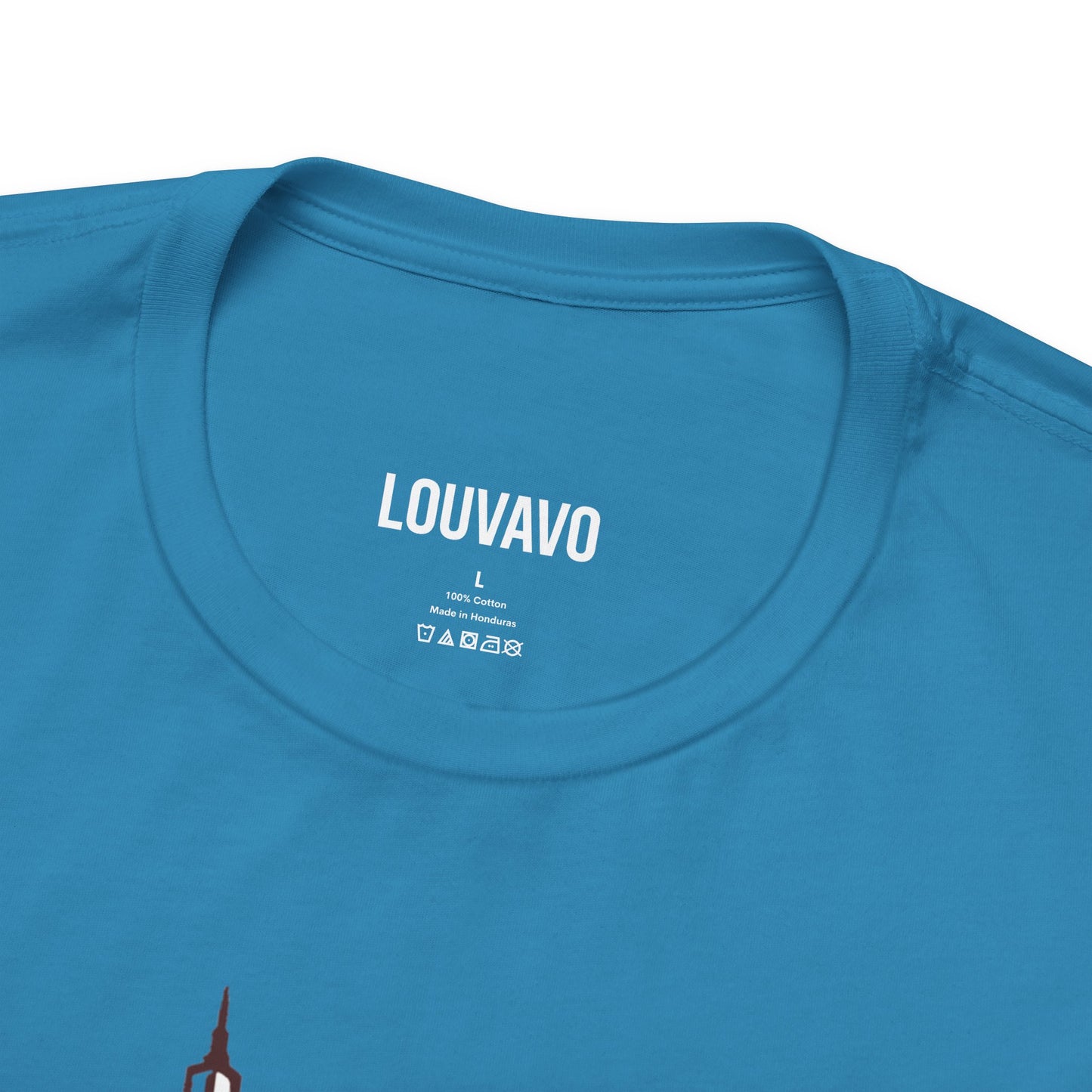 LOUVAVO Skyline Graffiti Unisex T-Shirt, Urban Streetwear Graphic Tee, Cityscape Design, Casual Gift