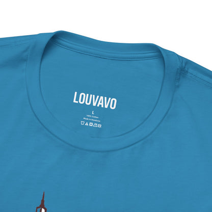 LOUVAVO Skyline Graffiti Unisex T-Shirt, Urban Streetwear Graphic Tee, Cityscape Design, Casual Gift