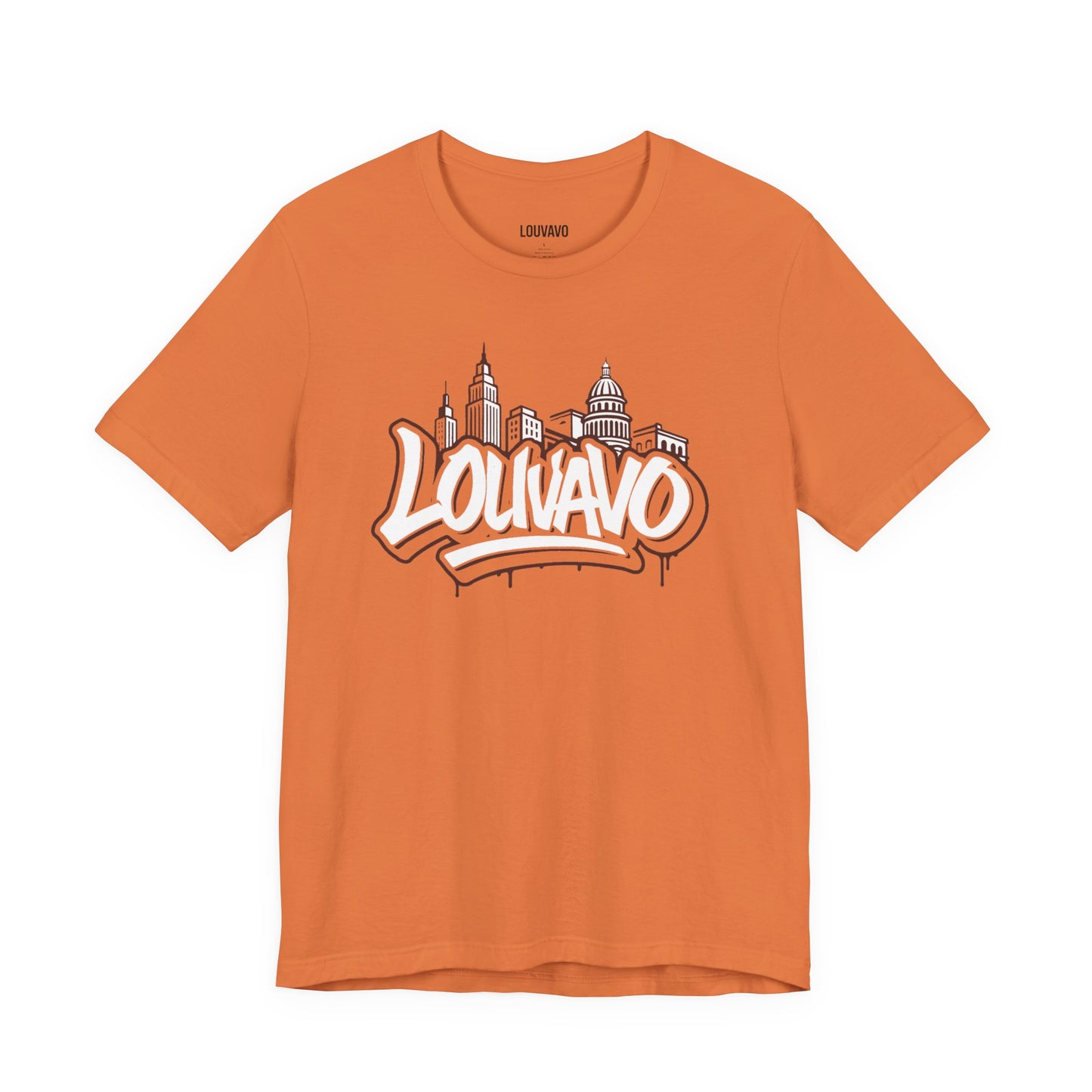 LOUVAVO Skyline Graffiti Unisex T-Shirt, Urban Streetwear Graphic Tee, Cityscape Design, Casual Gift