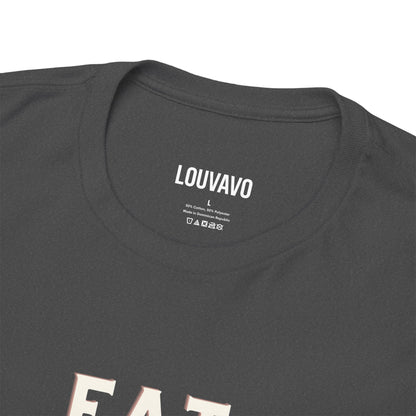 LOUVAVO Unisex Black T-Shirt – Eat Your Protein with Funny Rooster – Urban Casual & Fitness Style