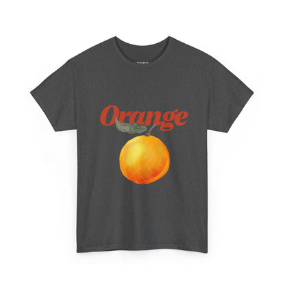 Orange Unisex Heavy Cotton Tee, Fun Summer T-Shirt, Casual Wear, Gift for Gardeners, Fruit Lover's Apparel, Orange Design