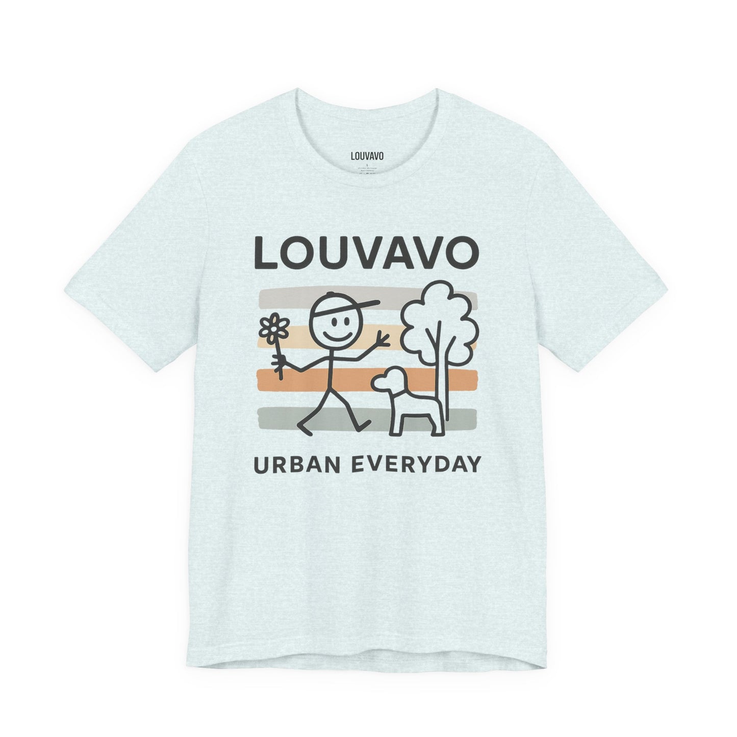 LOUVAVO Urban Everyday Graphic T-Shirt, Minimal Line Art, Unisex Streetwear Tee, Soft Cotton, Casual Short Sleeve