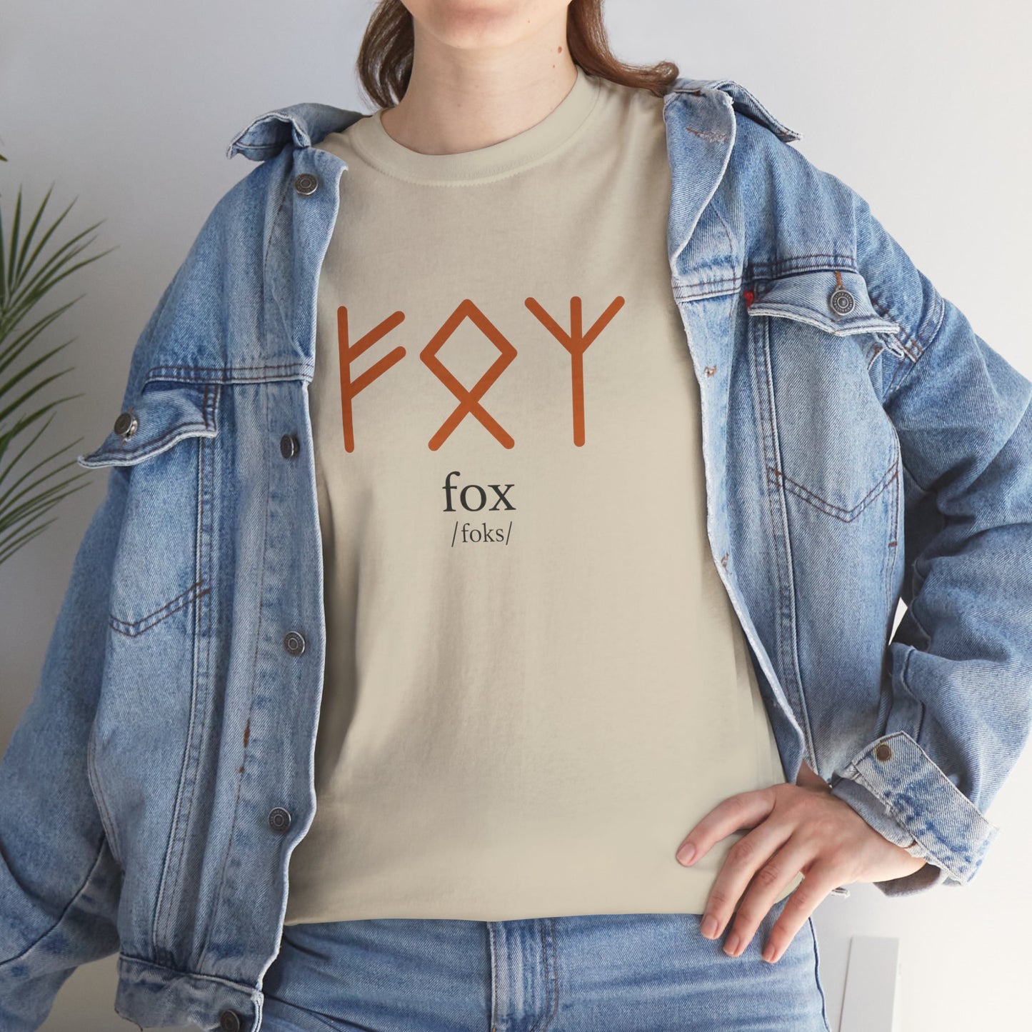 LOUVAVO FOX Rune T-Shirt | Nordic Runes Graphic Tee | Minimalist Streetwear Unisex Shirt | Phonetic Symbol Design