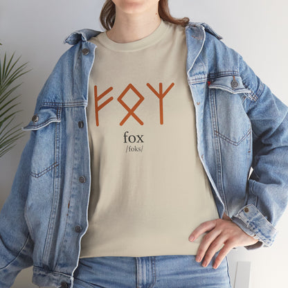 LOUVAVO FOX Rune T-Shirt | Nordic Runes Graphic Tee | Minimalist Streetwear Unisex Shirt | Phonetic Symbol Design