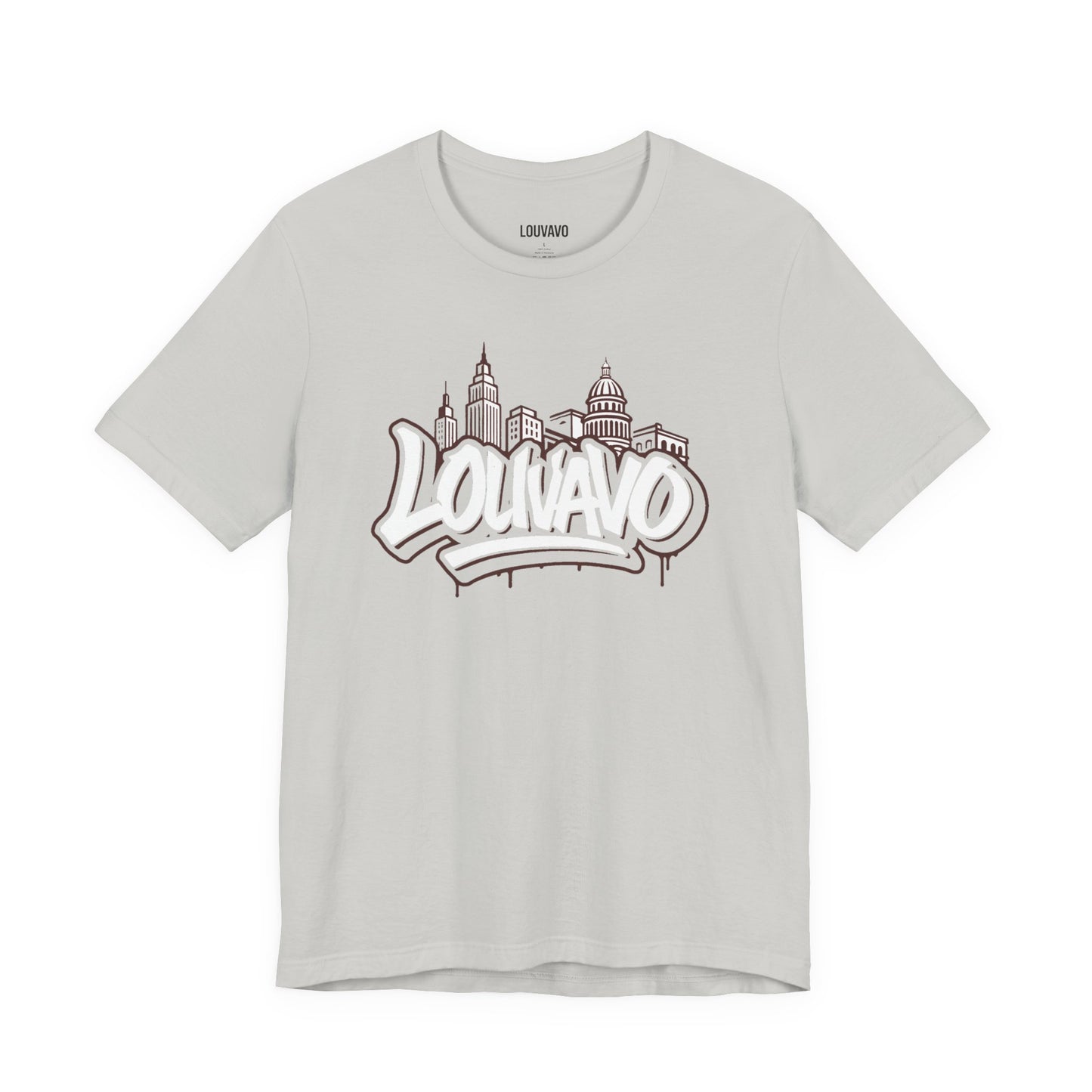 LOUVAVO Skyline Graffiti Unisex T-Shirt, Urban Streetwear Graphic Tee, Cityscape Design, Casual Gift